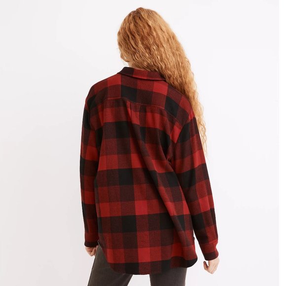 MADEWELL Buffalo Plaid Flannel Shirt with Side Buttons - Picture 3 of 6